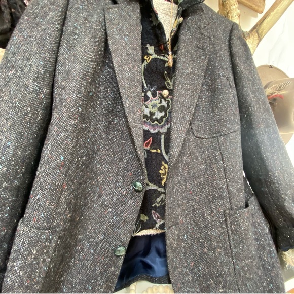 Scottish handwoven Wool Boyfriend/cowgirl boho equestrian Blazer w cottage vibe - Picture 7 of 16